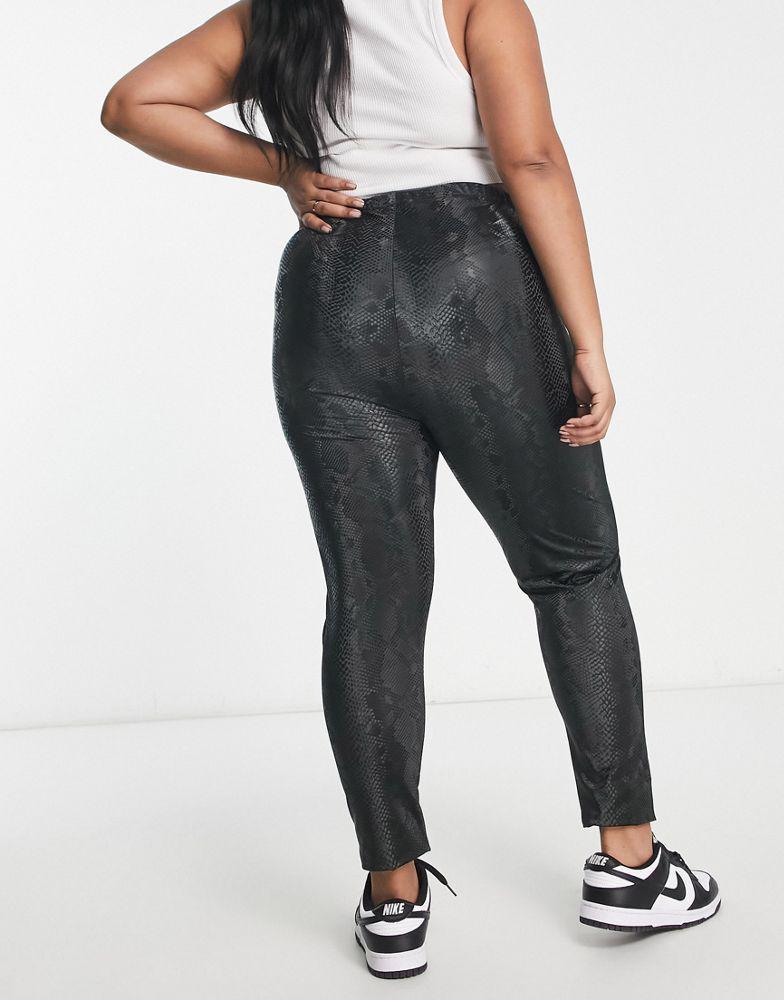 商品ASOS|ASOS DESIGN Curve snake leather look legging in black,价格¥89,第2张图片详细描述