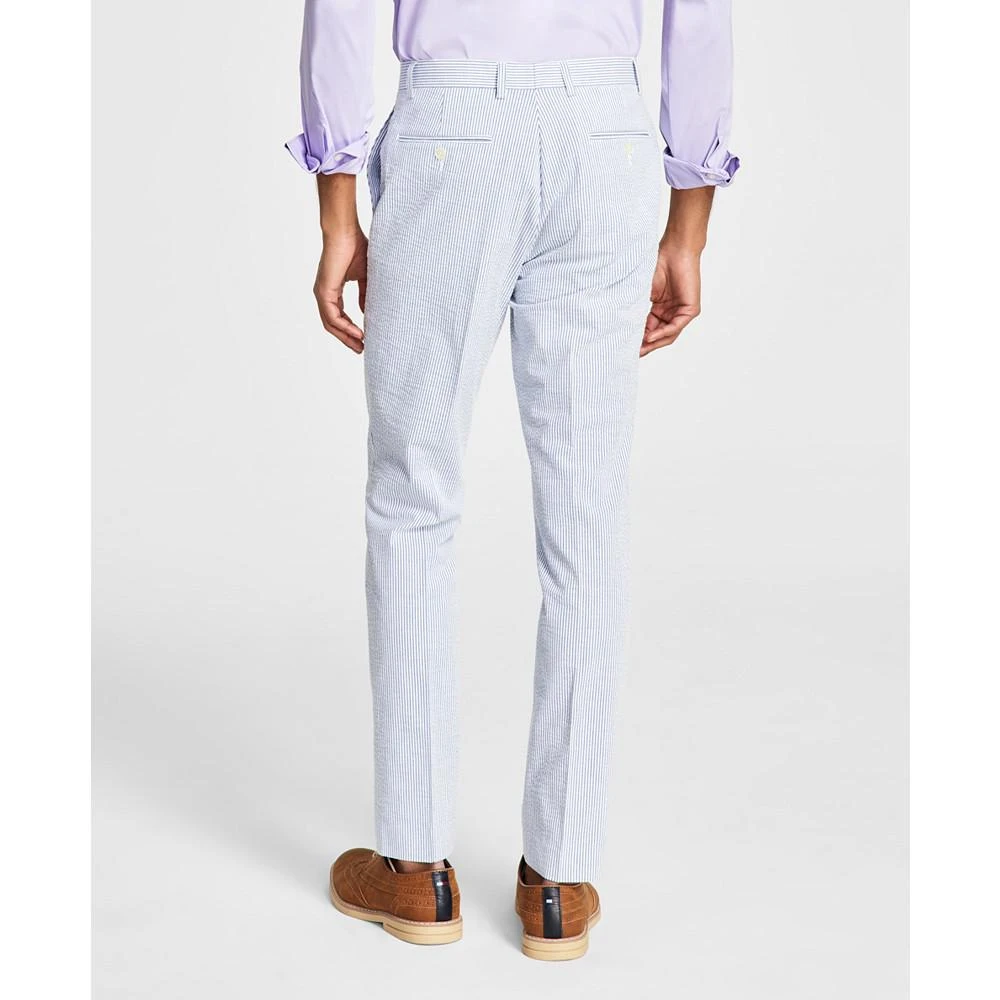 商品Tommy Hilfiger|Men's Modern-Fit THFlex Stretch Blue/White Stripe Seersucker Suit Pants,价格¥399,第3张图片详细描述
