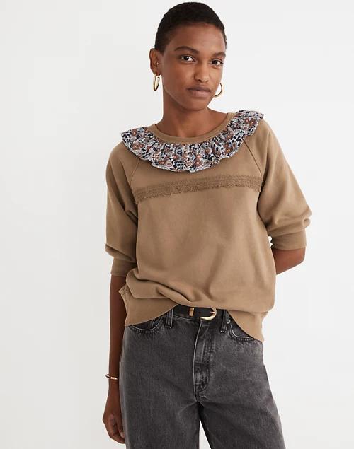 商品Madewell|Madewell x Rentrayage Upcycled Ruffle-Collar Sweatshirt,价格¥967,第1张图片