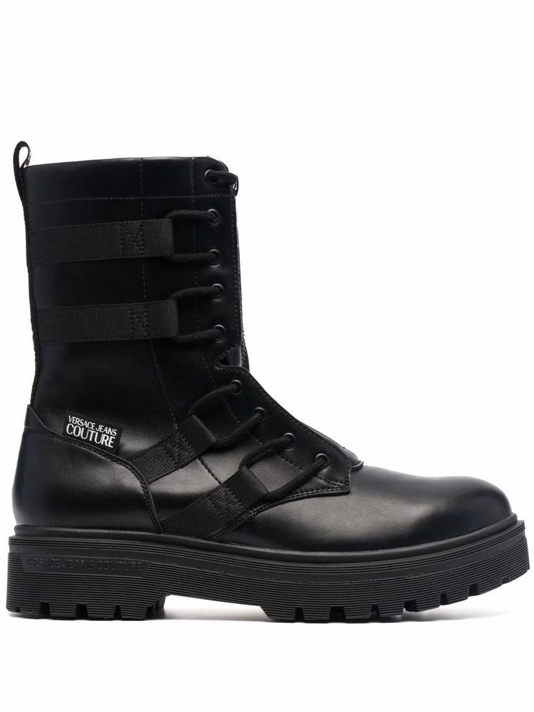 Versace Jeans Men's  Black Leather Ankle Boots商品第1张图片规格展示