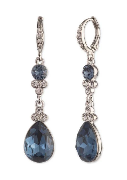 商品Givenchy|Silver Tone Denim Crystal Pear Double Drop Earrings,价格¥360,第1张图片