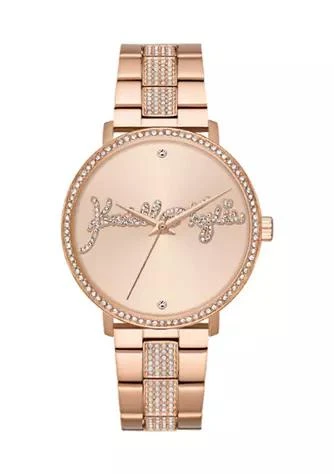 商品KENDALL & KYLIE|Rose Gold Tone Metal Analog Watch with Bedazzled Logo,价格¥563,第1张图片