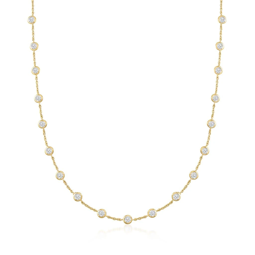 商品Ross-Simons|Bezel-Set CZ Station Necklace in 18kt Gold Over Sterling,价格¥787,第1张图片