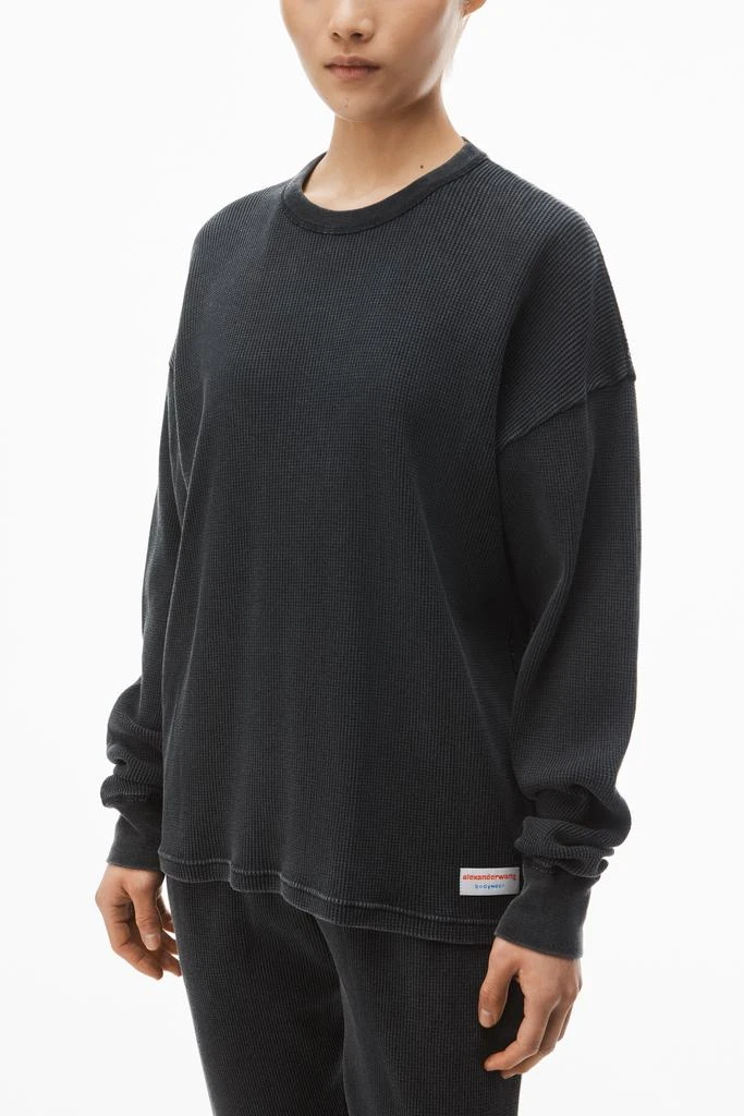 商品Alexander Wang|long-sleeve tee in waffle-knit cotton stretch,价格¥372,第3张图片详细描述