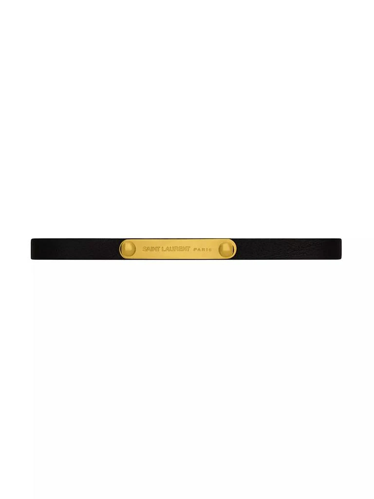 商品Yves Saint Laurent|Plaque Bracelet in Smooth Leather and Metal,价格¥2061,第1张图片