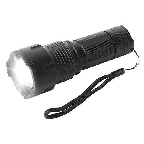 商品Fresh Fab Finds|LED Rechargeable Flashlight Zoomable Aluminum Alloy Flashlight Torch With High Low Strobe Night Light For Night Walking Adventure Searching Black,价格¥333,第1张图片