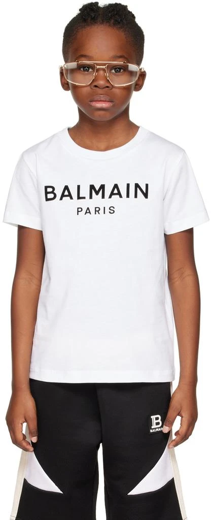 商品Balmain|Kids White Flocked T-Shirt,价格¥652,第1张图片