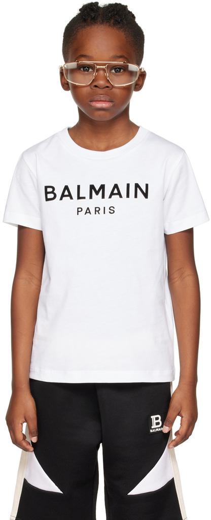 商品Balmain|Kids White Flocked T-Shirt,价格¥1421,第1张图片