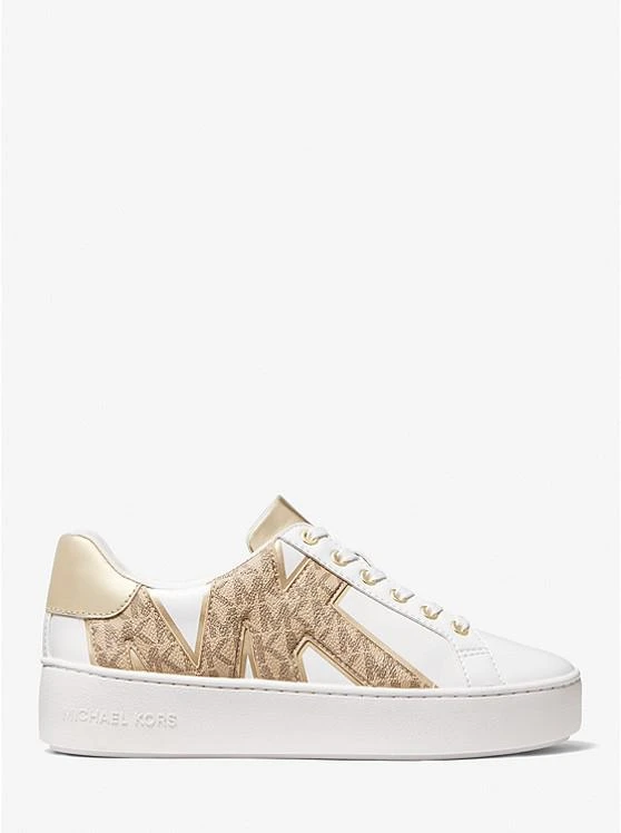 商品Michael Kors|Poppy Logo and Faux Leather Sneaker,价格¥746,第2张图片详细描述