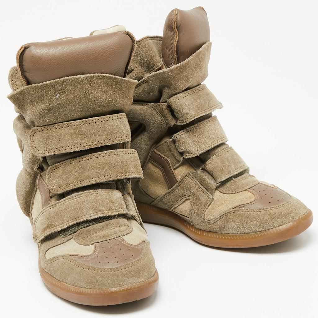 Isabel Marant Green Suede And Leather High Top Sneakers Size 38商品第4张图片规格展示