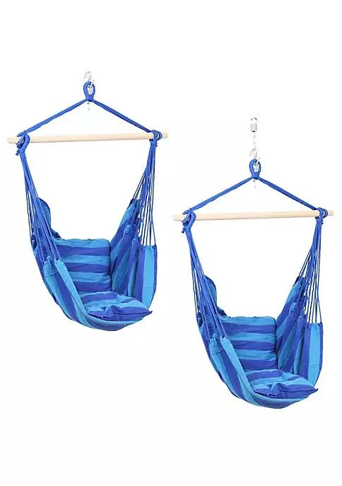 商品Sunnydaze Decor|Decor Cotton Hammock Chair With Cushions   Oasis   Set Of 2,价格¥592,第2张图片详细描述