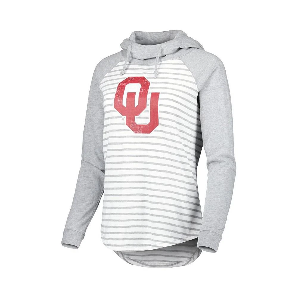 商品Colosseum|Women's Heathered Gray, White Oklahoma Sooners Gloria Raglan Long Sleeve Hoodie T-shirt,价格¥338,第3张图片详细描述