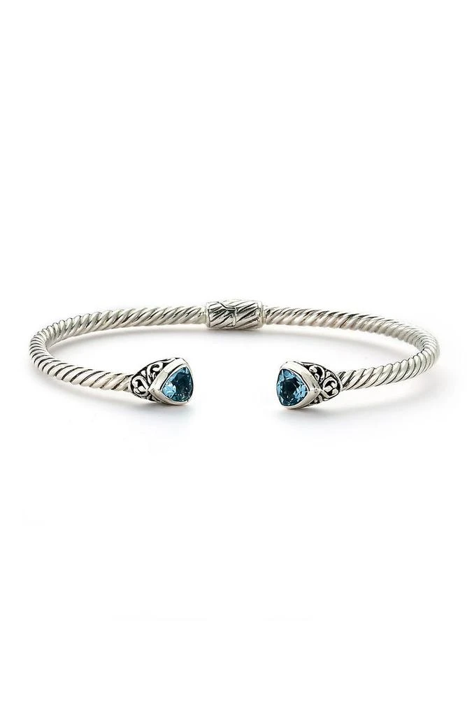 商品SAMUEL B.|Sterling Silver Blue Topaz Twisted Cable Hinge Bangle,价格¥1359,第1张图片
