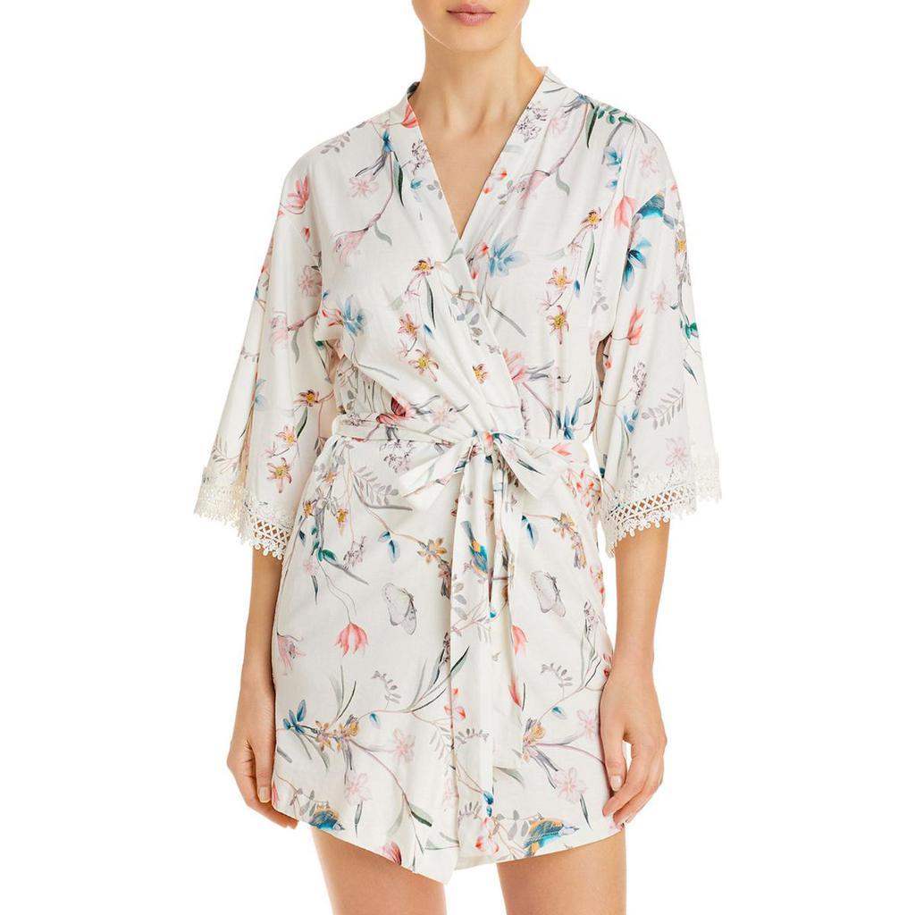 商品Flora Nikrooz|Flora Nikrooz Womens Irene Sleepwear Comfy Short Robe,价格¥111,第1张图片