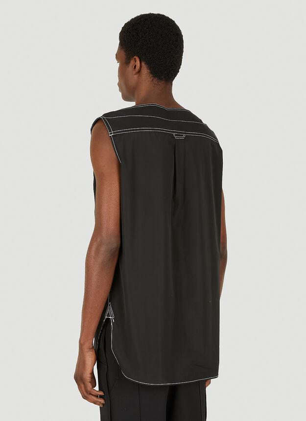 Topstitched Sleeveless Shirt in Black商品第4张图片规格展示