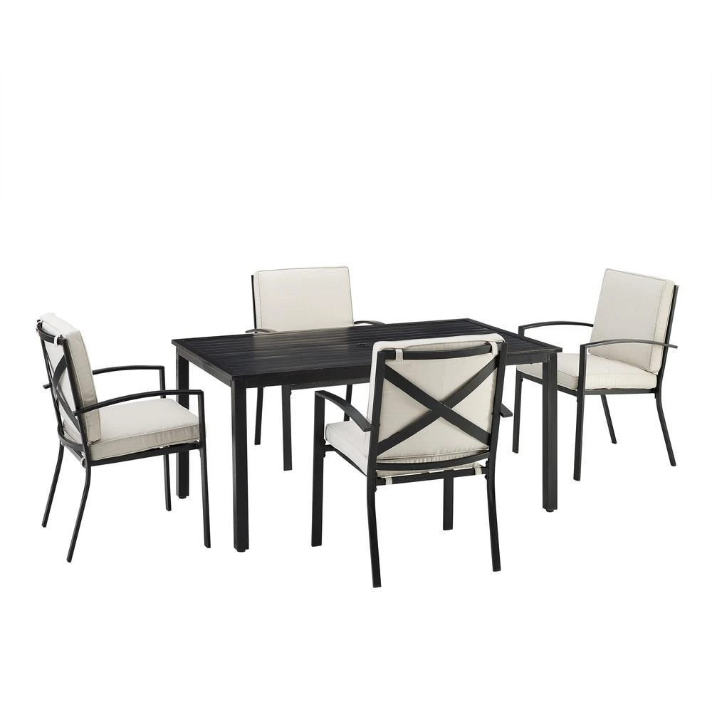 商品Crosley Furniture|Kaplan 5Pc Outdoor Metal Dining Set Oatmeal/Oil Rubbed Bronze - Table & 4 Chairs,价格¥9255,第3张图片详细描述