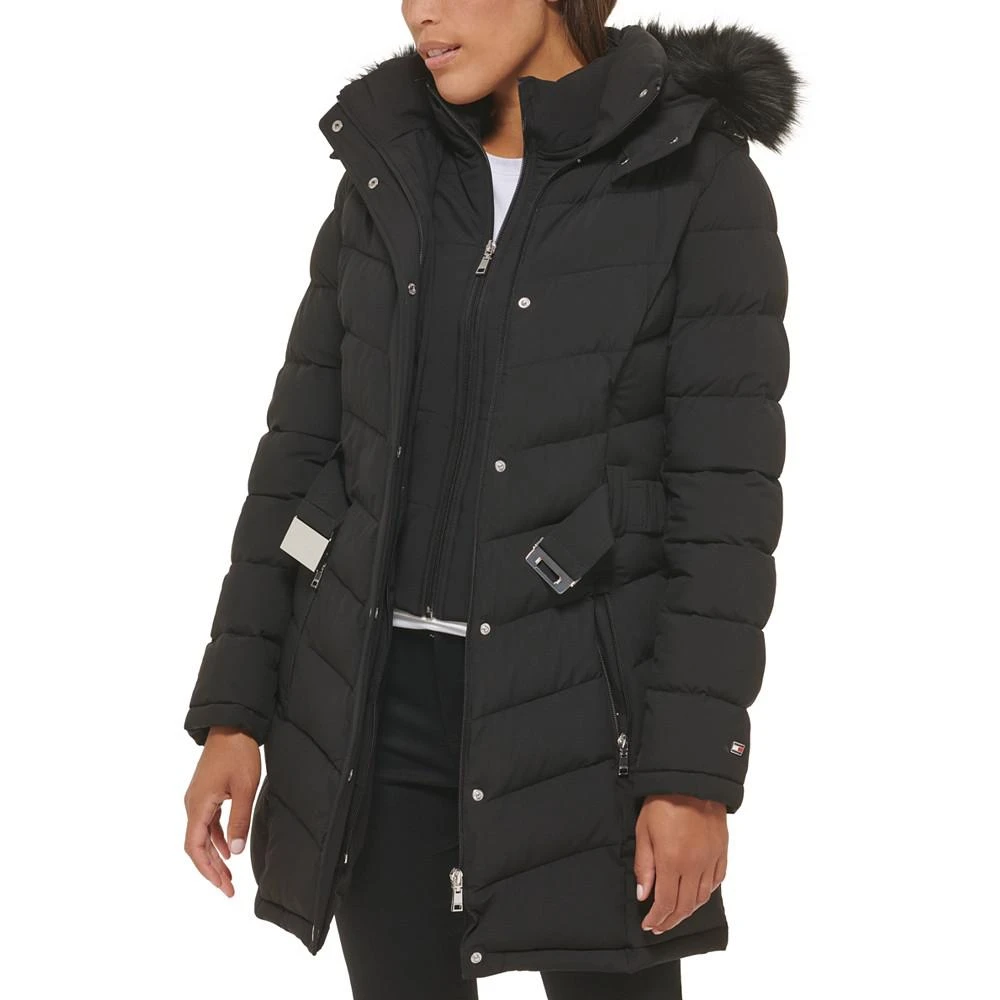 商品Tommy Hilfiger|Women's Belted Faux-Fur-Trim Hooded Puffer Coat, Created for Macy's,价格¥987,第5张图片详细描述