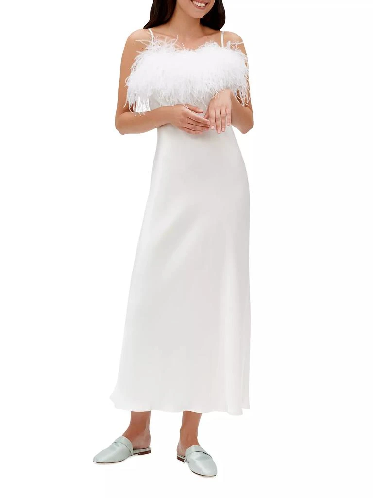 商品Sleeper|Boheme Ostrich-Feather Embellished Slip Dress,价格¥1074,第2张图片详细描述