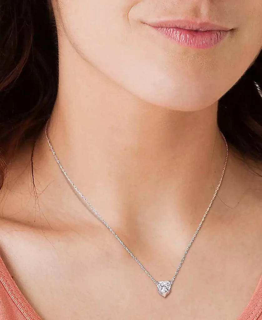 商品Macy's|Lab-Grown Moissanite Heart Solitiare 17" Pendant Necklace (2 ct. t.w.) in 10k White Gold,价格¥3796,第3张图片详细描述