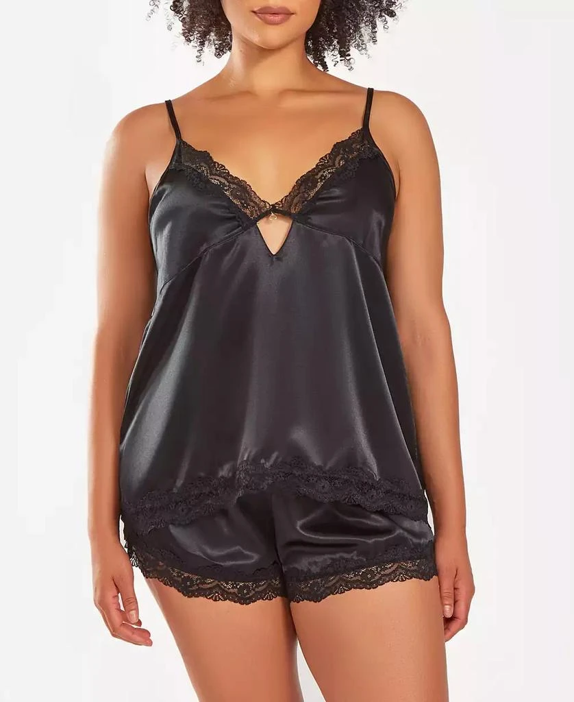 商品iCollection|Plus Size Silky Centered Jeweled Camisole and Shorts Pajama Set,价格¥403,第1张图片