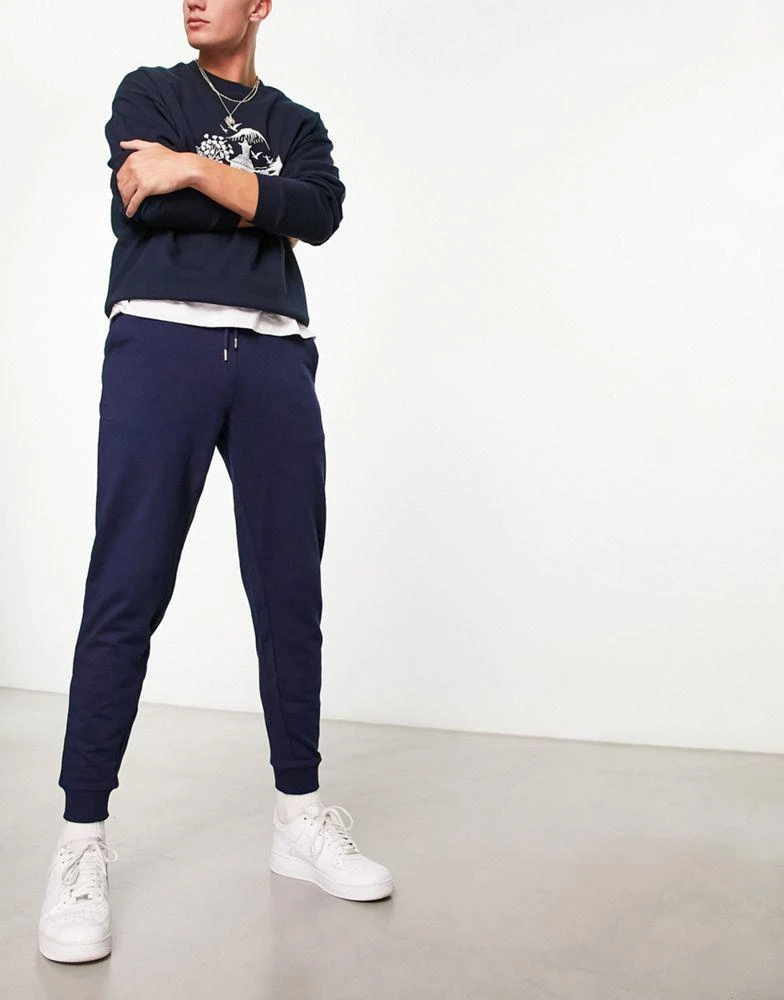 商品ASOS|ASOS DESIGN tapered joggers in navy,价格¥212,第1张图片