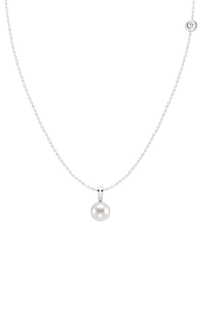 商品Badgley Mischka|14K White Gold Lab Grown Diamond & 7-8mm Freshwater Pearl Pendant Necklace,价格¥1751,第1张图片