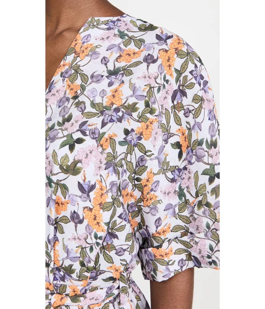 Wisteria Vine Cuffed Short Sleeve V-Neck Dress 商品