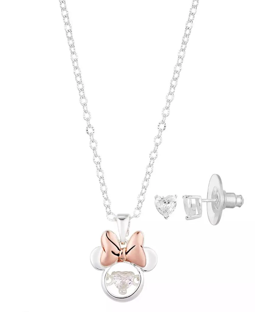 商品Disney|Cubiz Zirconia Minnie Mouse Necklace and Earring (0.43 ct. t.w.) in 14K Gold Flash Plated Set 3 Piece,价格¥153,第1张图片