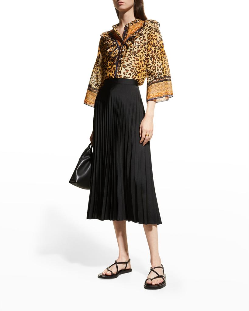 Charli Leopard-Print Ruffle-Trim Blouse商品第3张图片规格展示