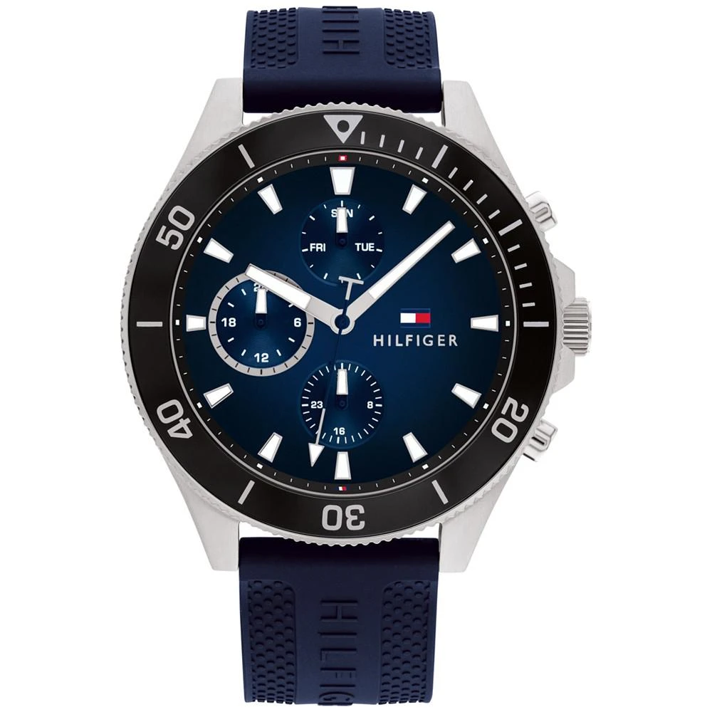 商品Tommy Hilfiger|Men's Blue Silicone Strap Watch 46mm,价格¥930,第1张图片
