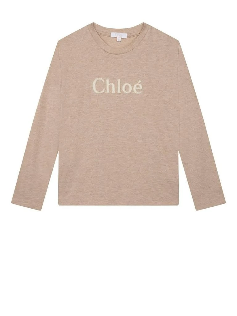商品Chloé|Chloé Kids Beige Long-sleeved T-shirt With Logo,价格¥875,第1张图片