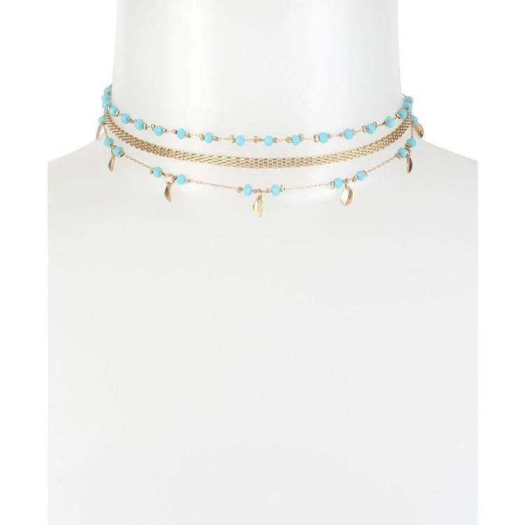 商品Kenneth Cole|Gold-Tone Blue Bead Triple-Chain Choker Necklace,价格¥254,第2张图片详细描述