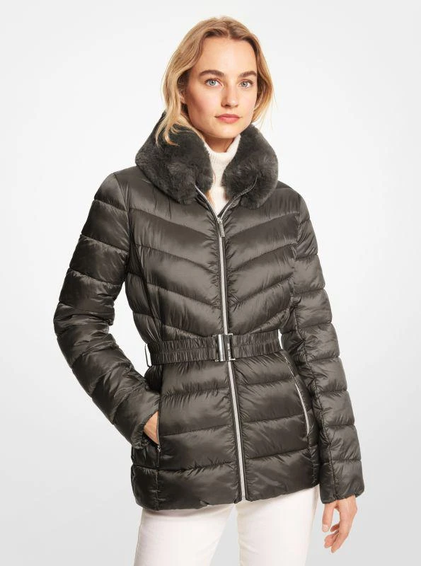 商品Michael Kors|Faux Fur Trim Quilted Nylon Packable Puffer Jacket,价格¥485,第1张图片