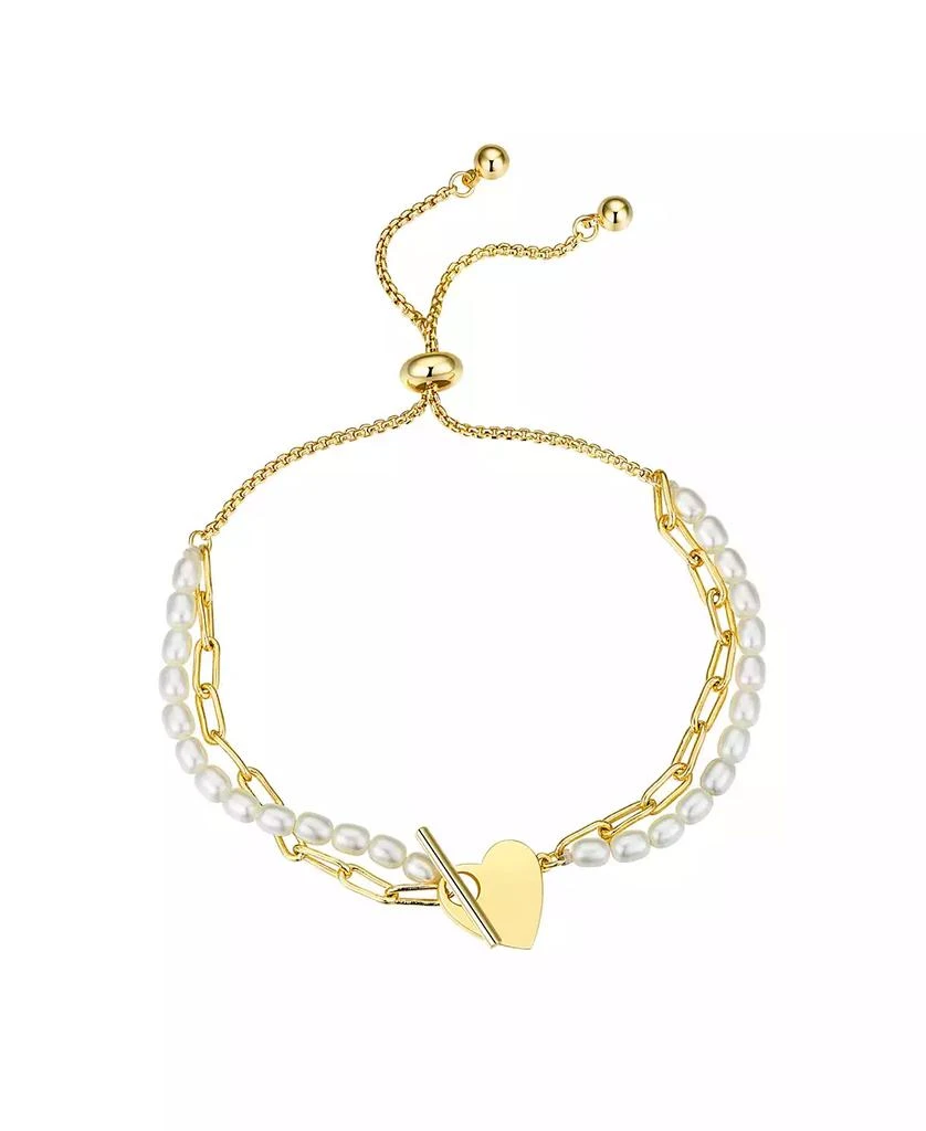 商品Unwritten|Cultivated Pearl and Paperclip Heart Bolo Bracelet,价格¥309,第1张图片