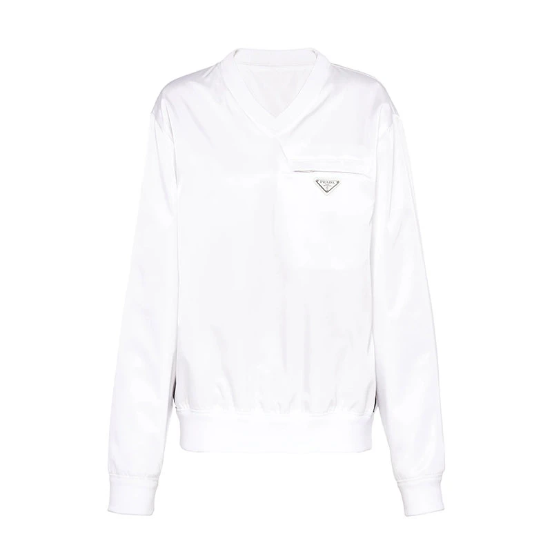商品Prada|【预售3-7天】普拉达  ADIDAS联名系列 男女同款白色再生尼龙卫衣UJL206_1WQ8_F0AA1_S_212,价格¥9177,第1张图片