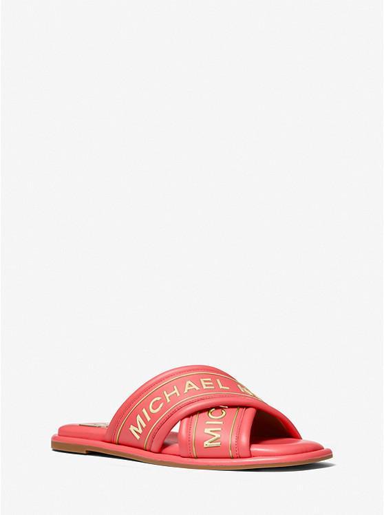 商品Michael Kors|Gideon Embellished Faux Leather Slide Sandal,价格¥511,第1张图片