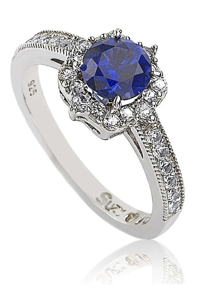 商品Suzy Levian|Sterling Silver Sapphire Center Stone & Cubic Zirconia Ring,价格¥2503,第1张图片