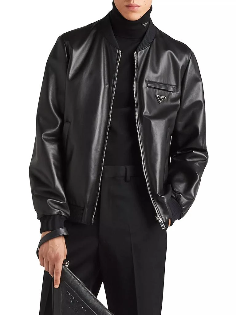 商品Prada|Reversible Nappa Leather and Re-Nylon Bomber Jacket,价格¥42705,第2张图片详细描述