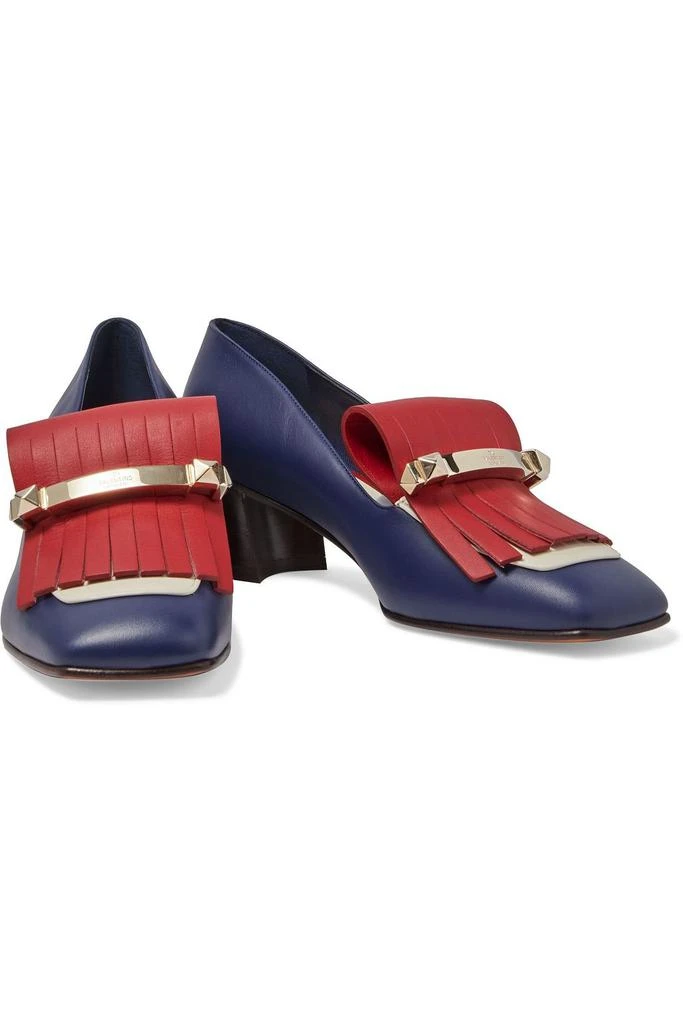 商品Valentino|Uptown studded fringed color-block leather pumps,价格¥3749,第2张图片详细描述