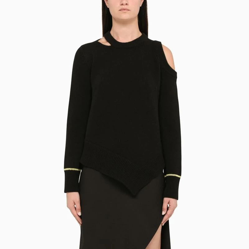 商品Alexander McQueen|Black cut-out asymmetric pullover,价格¥2085,第1张图片