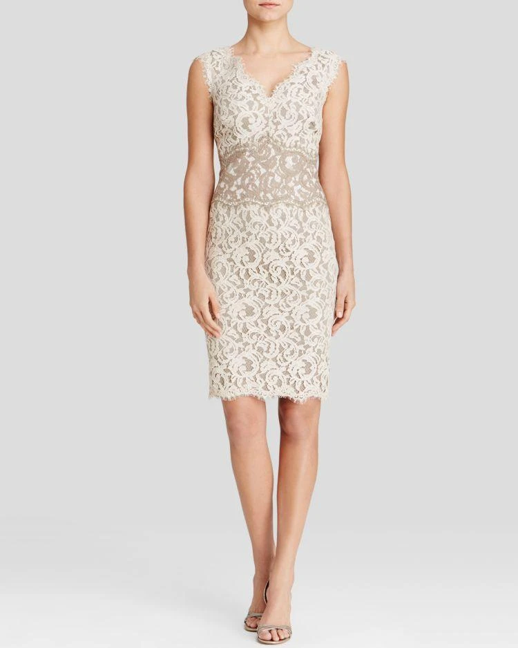 商品Tadashi Shoji|Tadashi Shoji Dress - Sleeveless V-Neck Color Block Lace,价格¥1864,第1张图片