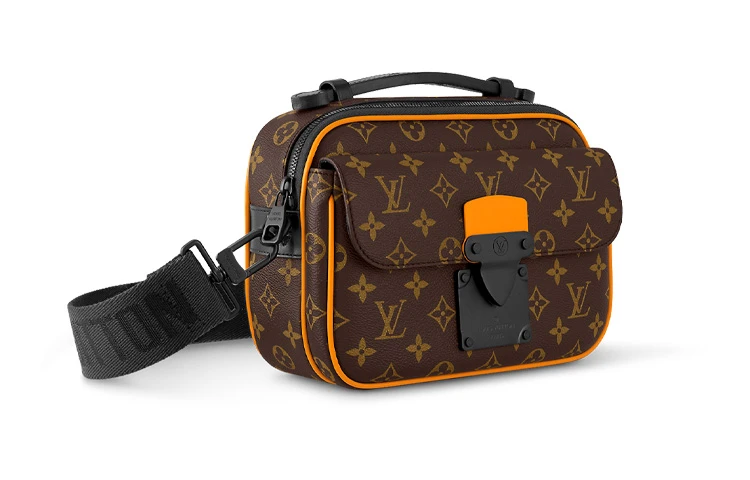 商品[国内直发] Louis Vuitton|S-Lock 橙色老花系列 可拆卸可调节肩带磁力闭合 涂层帆布 信使包单肩斜挎包 常规 男款 棕色/橙色,价格¥30084,第3张图片详细描述