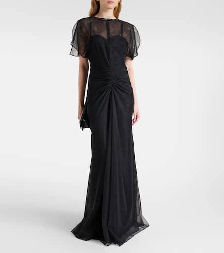 商品Victoria Beckham|Bella缩褶露背欧根纱长礼服,价格¥11359,第2张图片详细描述