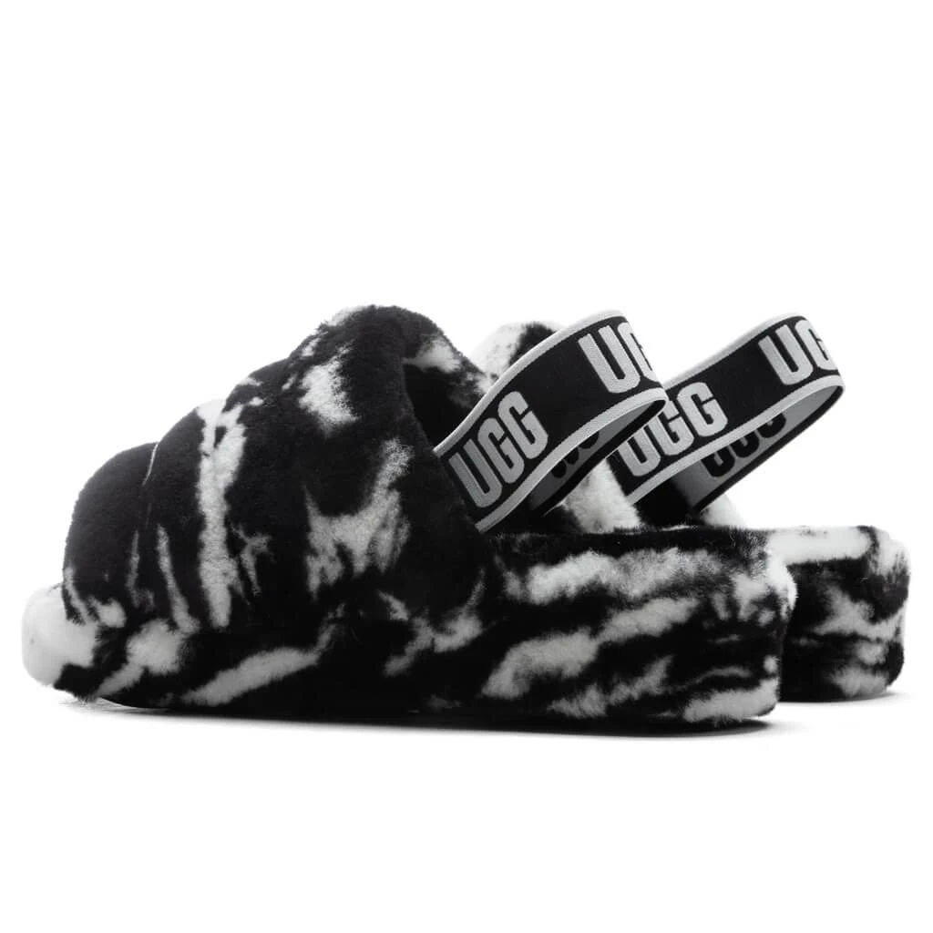 商品UGG|Women's Fluff Yeah Slide Marble - Black,价格¥816,第3张图片详细描述