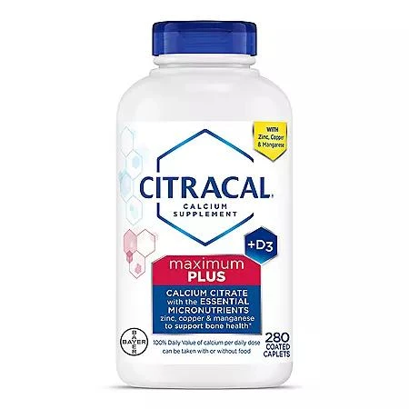 商品Citracal|Citracal Maximum Plus, Calcium Citrate +Vitamin D3 Supplement Tablets, 280 ct.,价格¥129,第1张图片