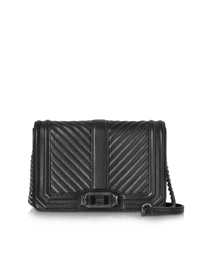 商品Rebecca Minkoff|黑色雪佛龙绗缝皮革小号Love 斜挎包,价格¥1304,第1张图片