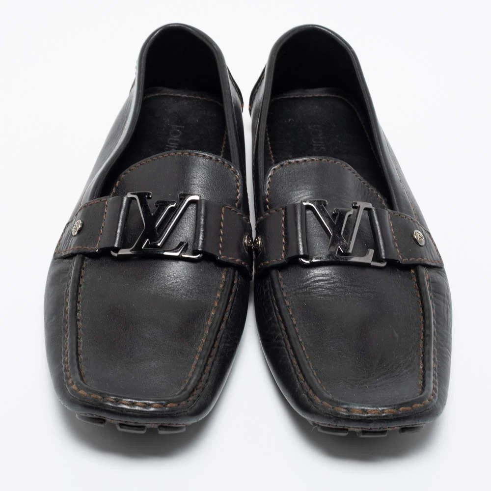 商品[二手商品] Louis Vuitton|Louis Vuitton Black Leather Monte Carlo Loafers Size 42.5,价格¥2936,第3张图片详细描述