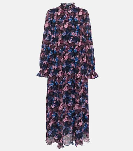 商品Ganni|花卉细皱布中长连衣裙,价格¥1479,第1张图片