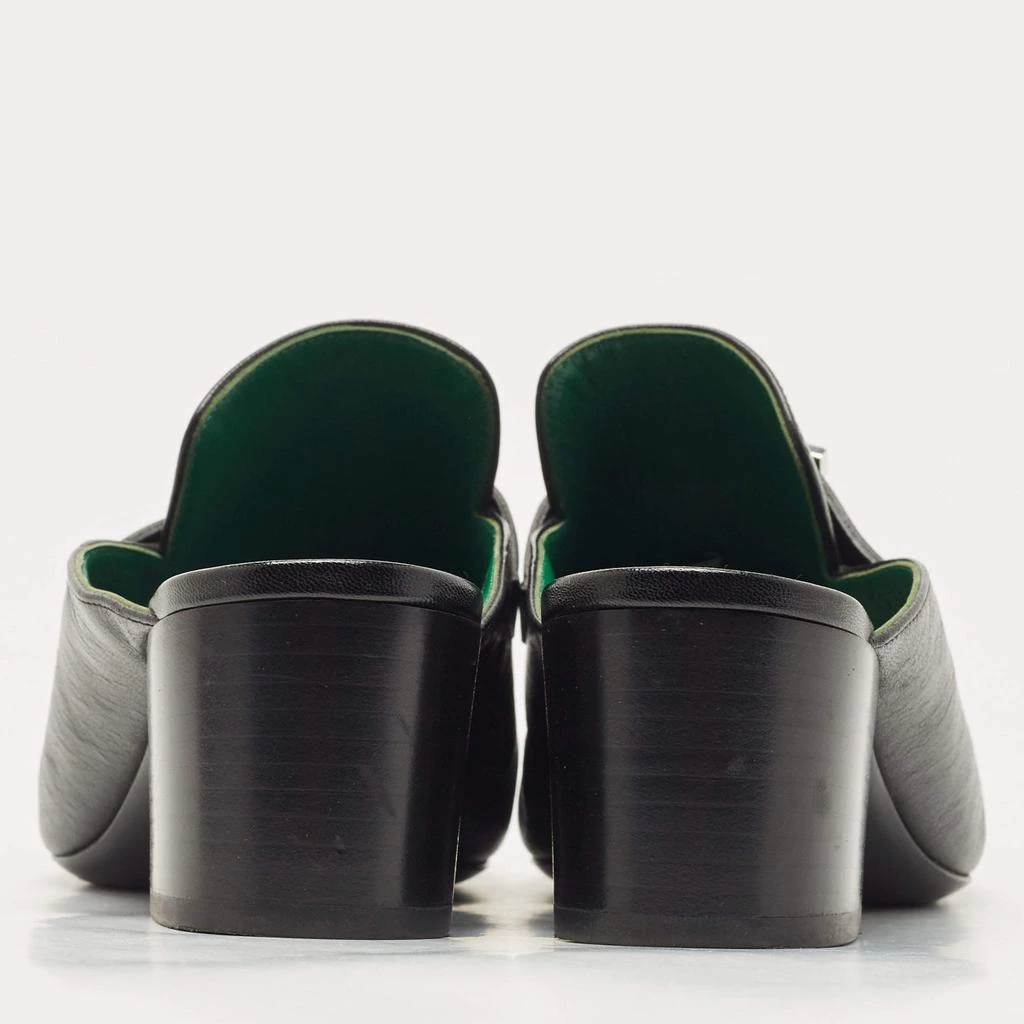 商品[二手商品] Hermes|Hermes Black Leather Paradis Block Heel Mule Sandals Size 38.5,价格¥6026,第5张图片详细描述