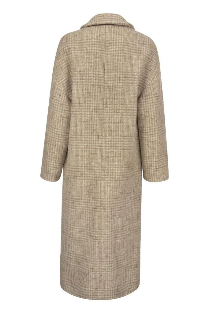 商品Brunello Cucinelli|BRUNELLO CUCINELLI Prince of Wales cloth coat in alpaca and wool with jewellery,价格¥26585,第2张图片详细描述